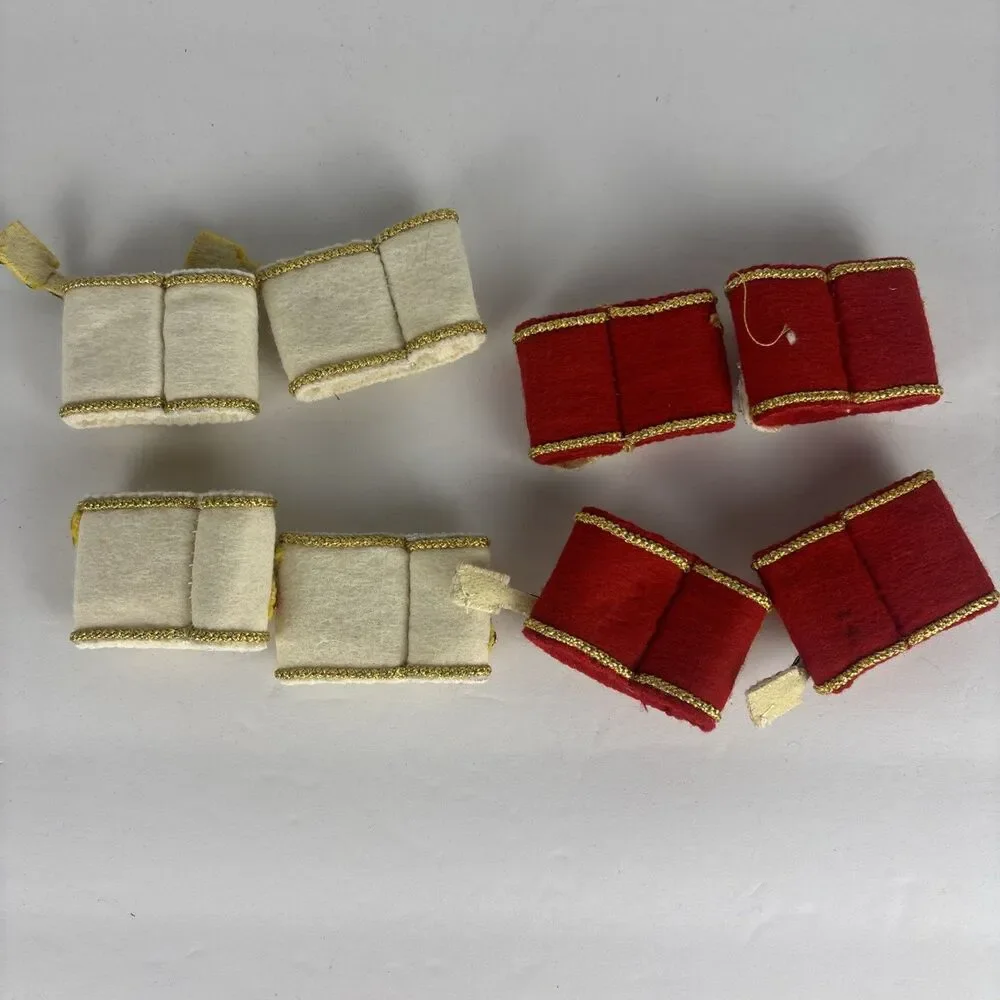 Vintage Homemade Christmas Napkin Rings Set of 8 Musical Instruments Sequins